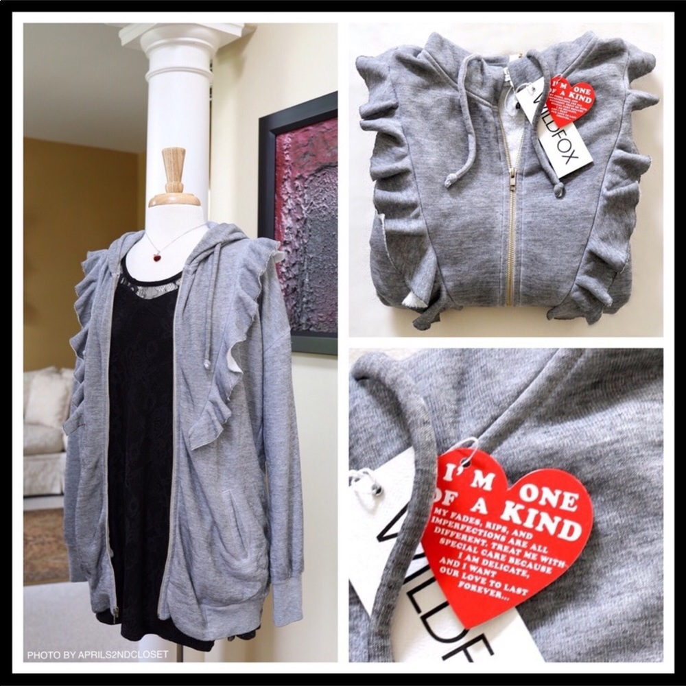 WILDFOX HOODED ZIP HOODIE JACKET - Picture 5 of 7